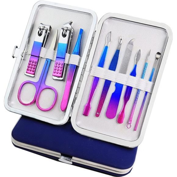 Manicure Set Nail Clipper Set ,10 in 1 Stainless Steel Nail Kit Manicure Kit